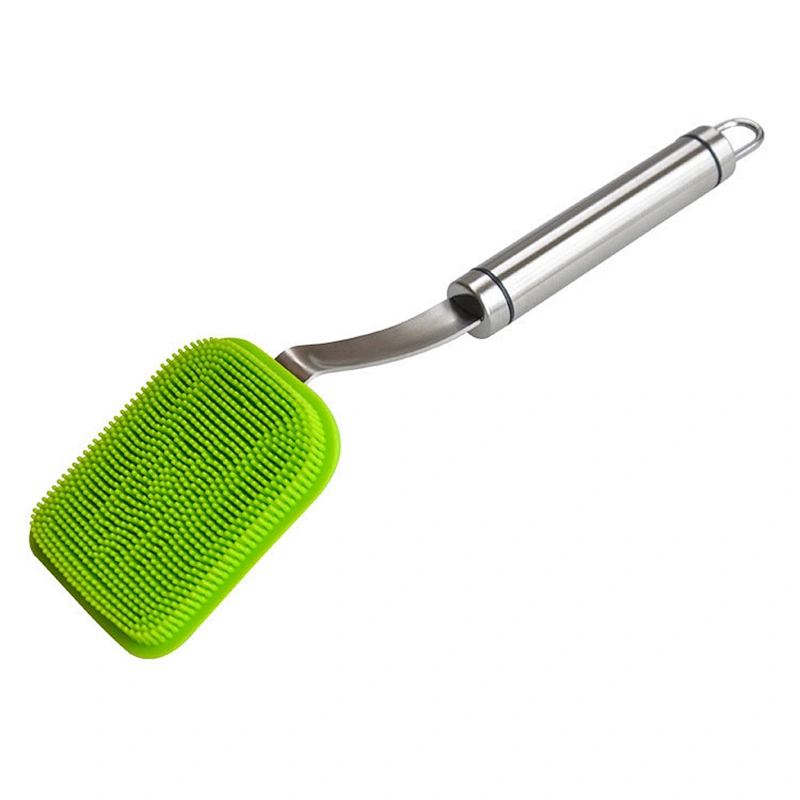 BPA Free Silicone Pot Brush with Long Handle Kitchen Dish Washing Brush