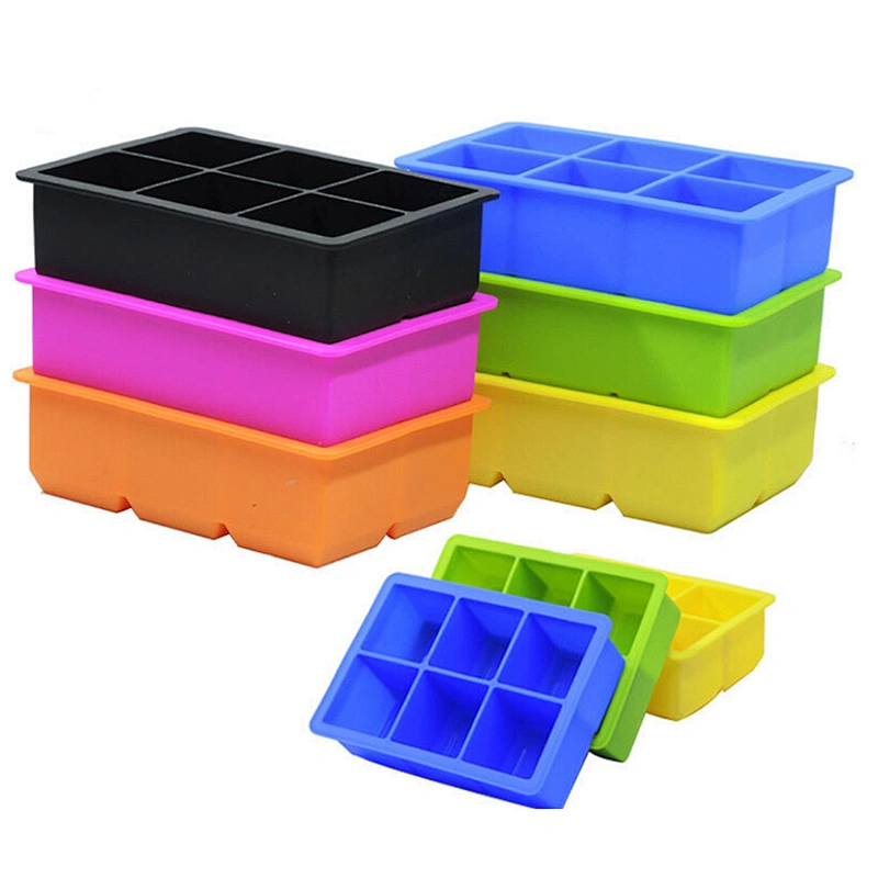 Silicone Extra Large Ice Mold Trays for 6 Square Ice Cubes