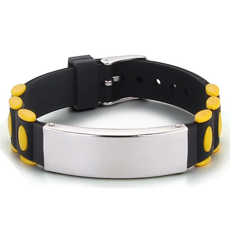 Metal Buckle Bracelet Titanium Stainless Steel Silicone Bracelet For Men