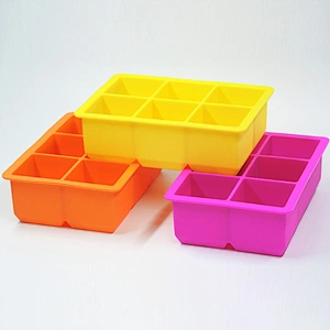 Silicone Extra Large Ice Mold Trays for 6 Square Ice Cubes