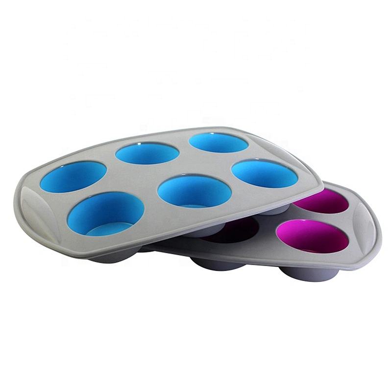Deep Cup Muffin Pan, 6 Cup Muffin or Cupcake Mold / Baking Tray Premium Silicone 6 Cup Muffin Pan Mold - Perfect for Parties - T