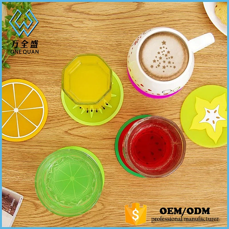 Newest Design Waterproof silicone cup mat/ colorful fruit Skidproof Silicone Cup Coaster