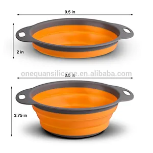 Space saving collapsible silicone strainer rubber colander kitchen set promotional gift cheap wholesale price