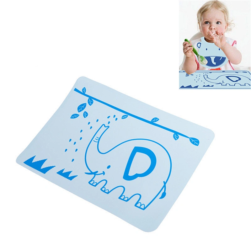 Cartoon silicone baby eating bibs and baby anti-dirty waterproof bib placemat