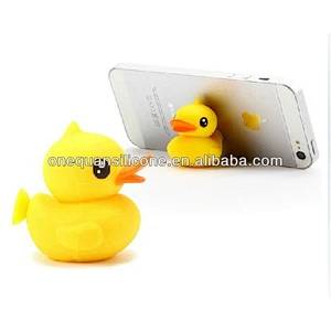 2019 Cute Funny Silicone Rubber Yellow Duck  Shape Cell Phone Holder For Gifts