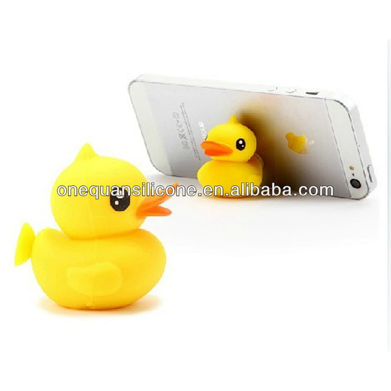 2019 Cute Funny Silicone Rubber Yellow Duck  Shape Cell Phone Holder For Gifts