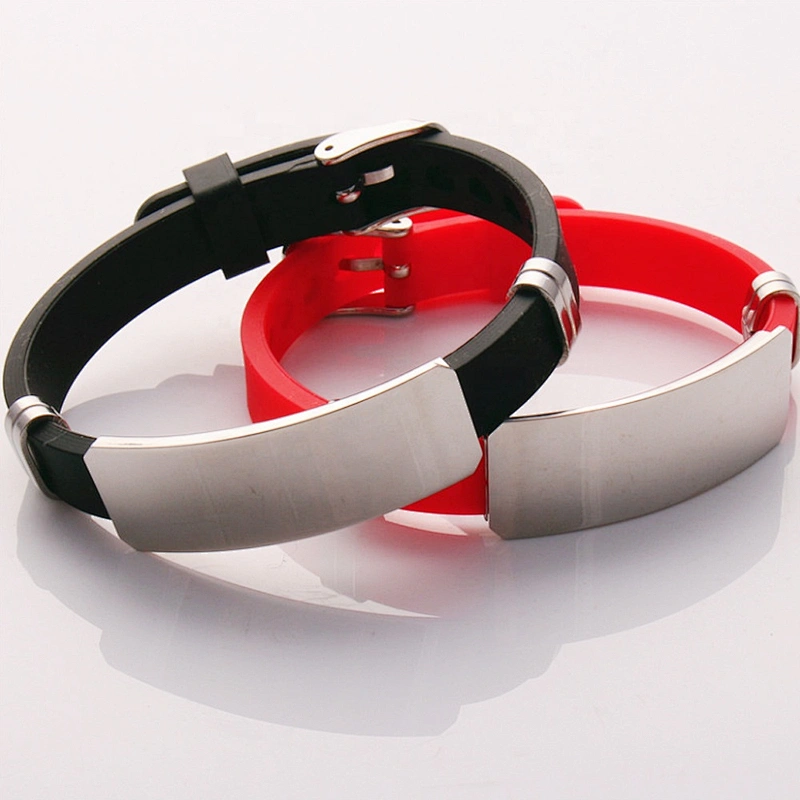Wholesale Adjustable Silicone ID Bracelets with stainless steel
