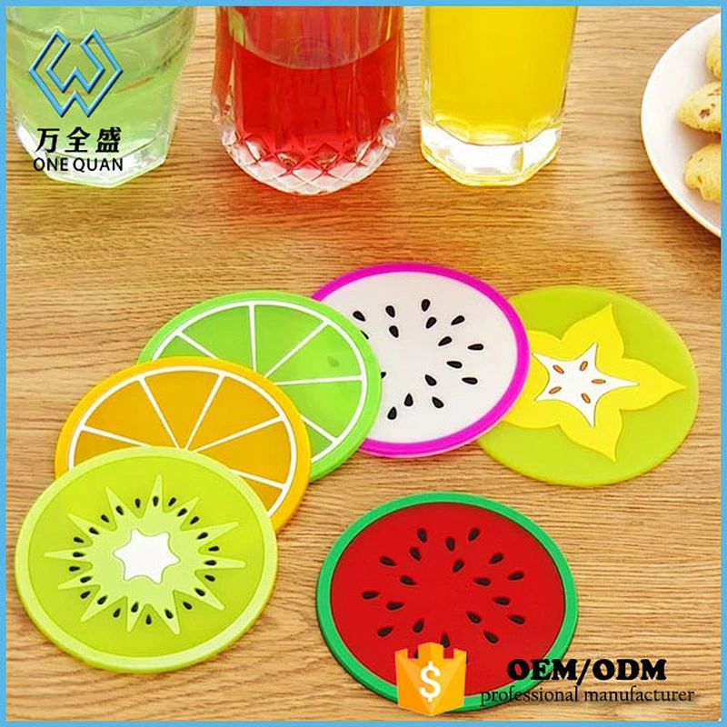 Newest Design Waterproof silicone cup mat/ colorful fruit Skidproof Silicone Cup Coaster