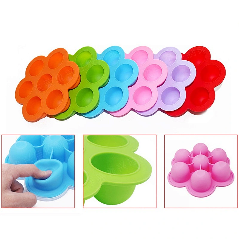Fancy Silicone 7 Holes Ice Cube Molds & Trays Custom Logo Printing Heat Resistant FDA Silicone Baby Eating Box