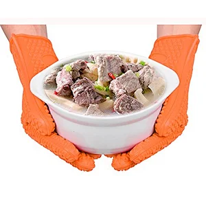 27.5X17.5 cm Long Food Grade Silicone Heat-resistant Oven Mitts Cooking, BBQ, Grill, Baking Gloves