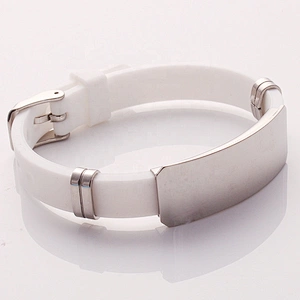 Wholesale Adjustable Silicone ID Bracelets with stainless steel