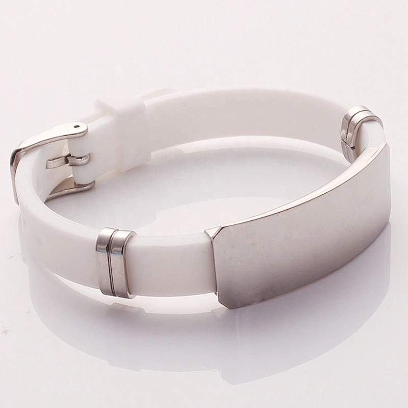 Wholesale Adjustable Silicone ID Bracelets with stainless steel