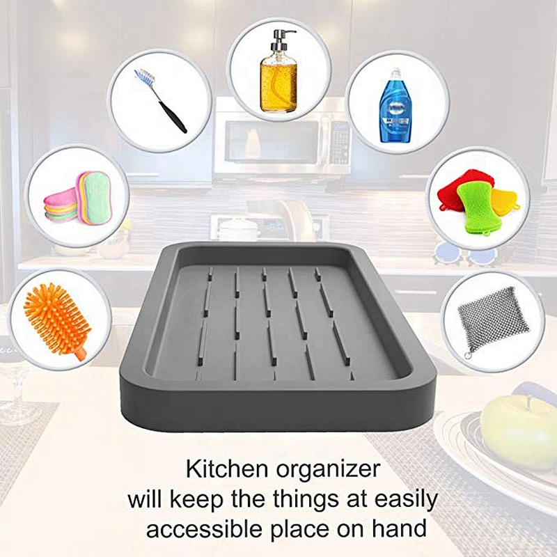 Sponge Holder Tray For Sponges Soap Dispenser Dishwashing Brush Holder