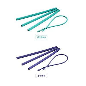 Wholesale Pink Portable Folding Collapsible Straw With Case, Silicone Straws Cleaner For Kids