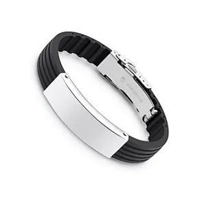 sports silicone metal wristband/International medi alert jewary with metal