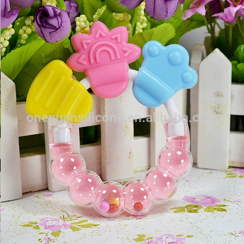 Hot Sale! 1Pcs Rattle Rings Teethers Silicone Baby Teether Massager Infant Training Tooth Cute Toddler Bell Toys Mordedor De Sil