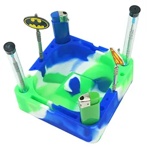 12.5x12.5 cm Heat Resistant Custom Printed Multi Color Silicone Cigarette Ashtray with Bar Logo