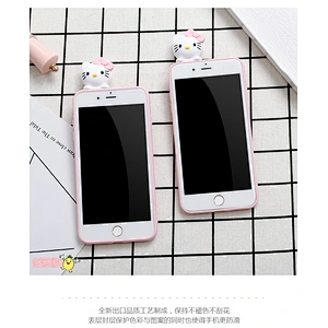 carton silicone phone case cute soft pink hello kitty carton girl mobile phone silicone case for phone 6 7 8