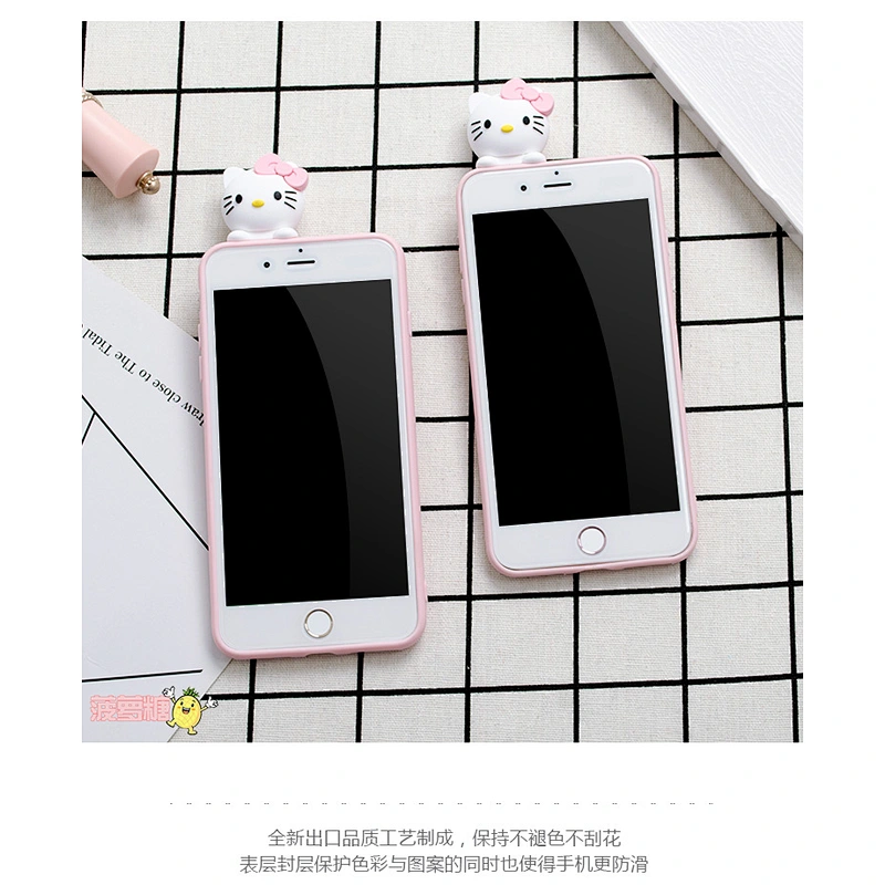carton silicone phone case cute soft pink hello kitty carton girl mobile phone silicone case for phone 6 7 8