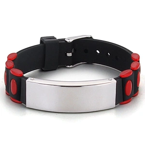 Metal Buckle Bracelet Titanium Stainless Steel Silicone Bracelet For Men