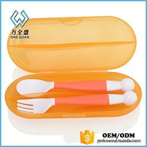 Factory sell 100% food grade silicone fork and spoon baby feeding tools set