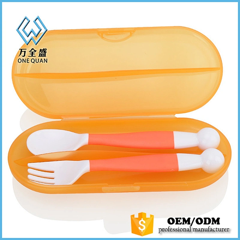 Factory sell 100% food grade silicone fork and spoon baby feeding tools set