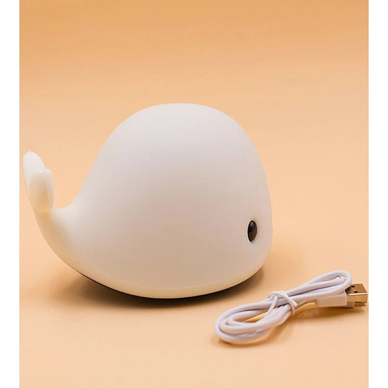 Factory LED Colorful Silicone Little whale Night Light for Children Kids Baby Bedside Lamp