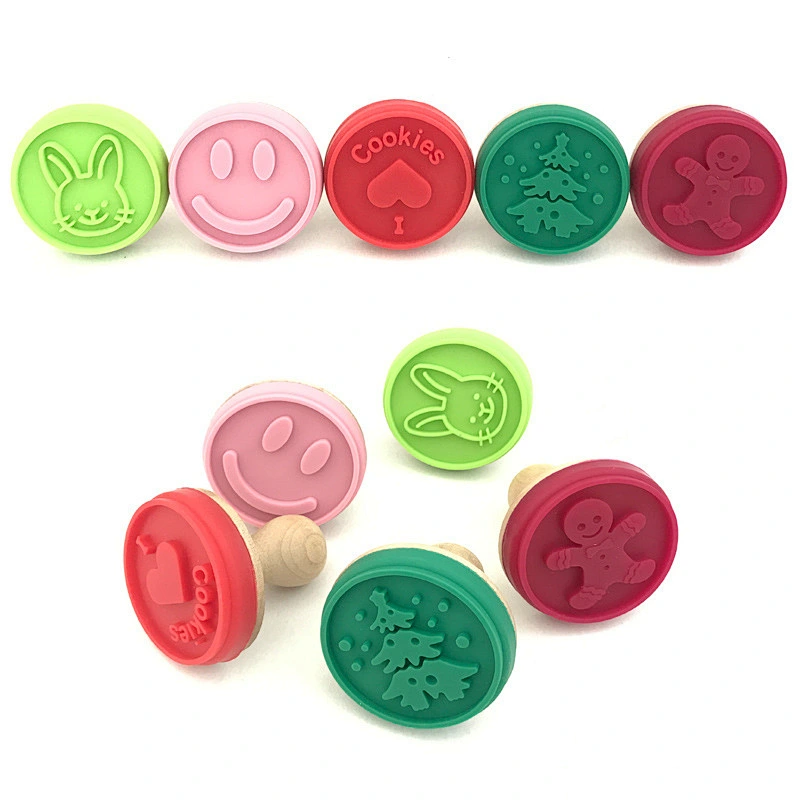Christmas Heat Resistance Round Stamp Silicone Cookie Cutter Set