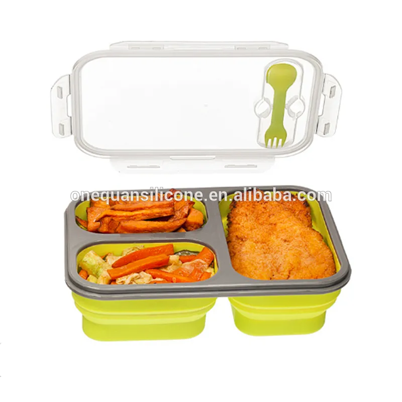 Silicone lunch boxes custom wholesale decorative printed waterproof collapsible safe