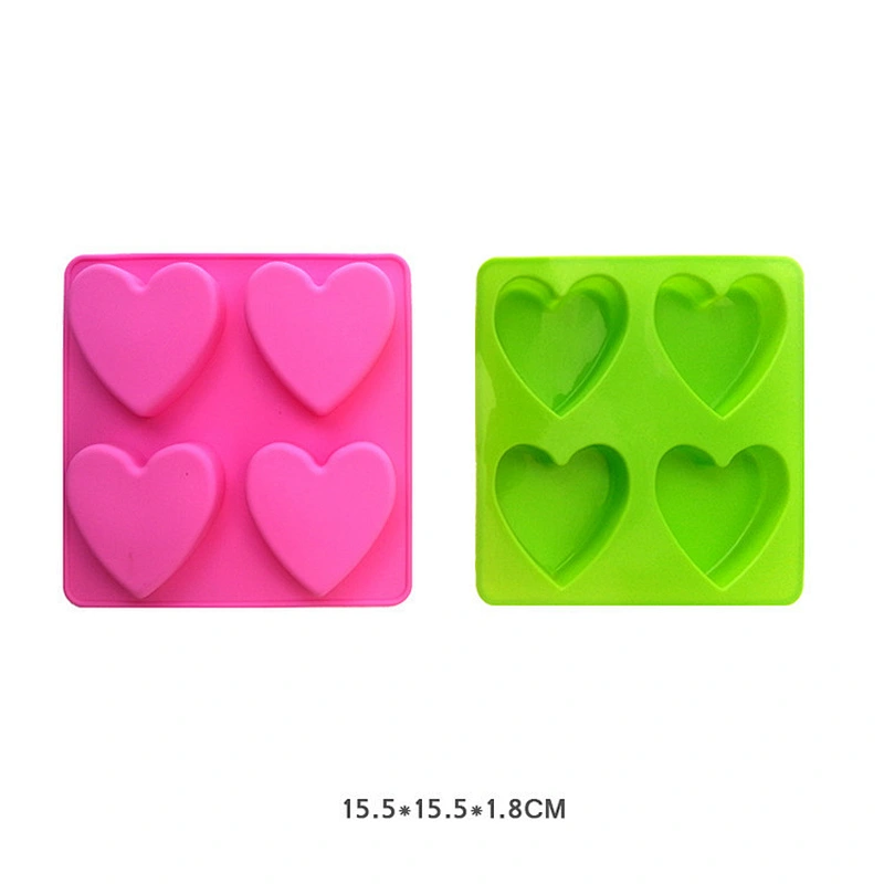 EU&US standard new style 4 of heart shaped silicone cake mold