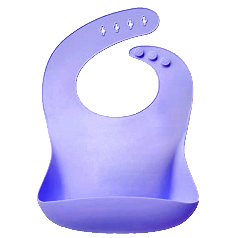 Soft Silicone Feeding Bib - Waterproof Adjustable Snaps Baby Bibs For Infants And Toddlers With Food Catcher Pocket