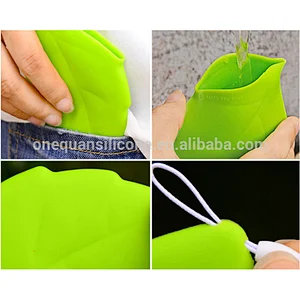 creative portable folding silicone Leaf shape wash cup outdoor travel camping folding cup