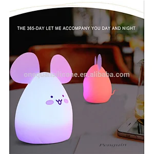 Portable Cute mouse Silicone LED Night Light, Touch Sensor Beside LED Table Lamp, Rechargeable Night lamp