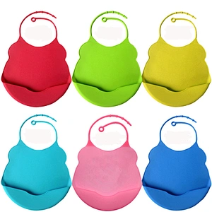 26x19.5 cm FDA BPA Free Waterproof Custom Printed Baby Feeding Bib with Pocket