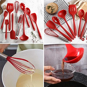 10 Piece Best Silicone Kitchen Cooking Utensil Set Heat Resistant Kitchen Gadgets  for Cooking Baking