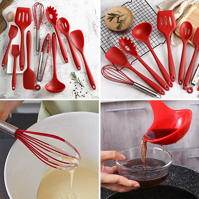 10 Piece Best Silicone Kitchen Cooking Utensil Set Heat Resistant Kitchen Gadgets  for Cooking Baking