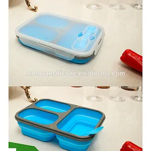Silicone lunch boxes custom wholesale decorative printed waterproof collapsible safe