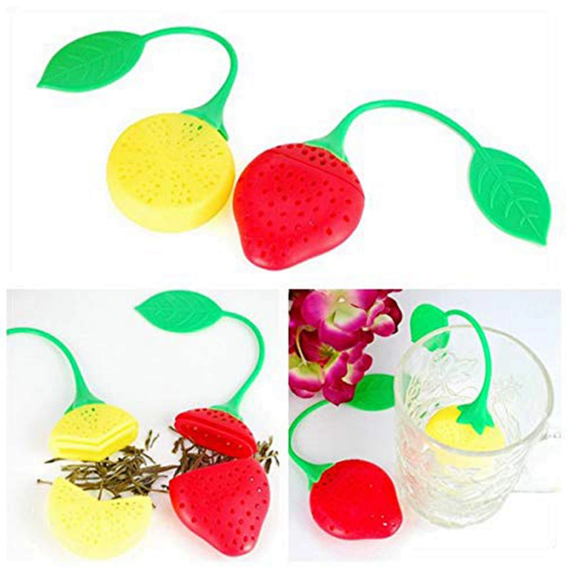 Lemon & Strawberry Loose Leaf Cute Animal fruit Food Grade Silicone Tea Infusers Gift for tea lovers Strainer