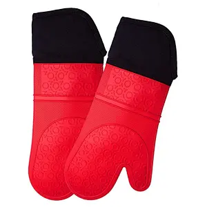 FDA Silicone Gloves Antiskid Slip Heat Resistant Double Oven Mitts