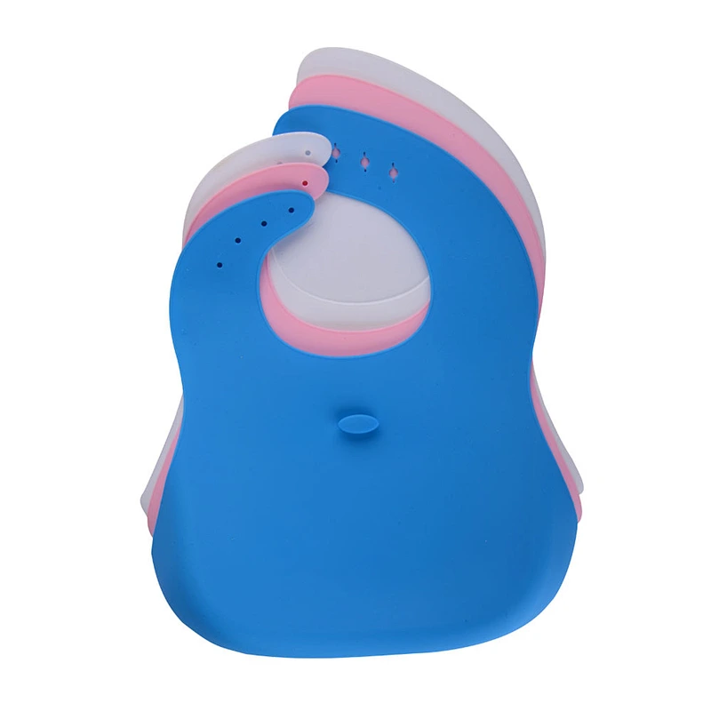 Waterproof Silicone Baby Bib BPA Free Soft  with Food Catcher White Kids Feeding Easily Wipe Clean Food Grade Kids Bib