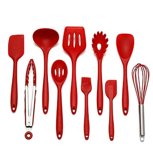 Silicone Household Non-Stick Spoon Spatula Red Cooking Utensils Set silicone 10 piece