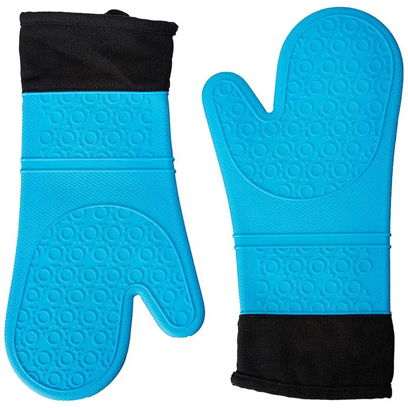 FDA Silicone Gloves Antiskid Slip Heat Resistant Double Oven Mitts