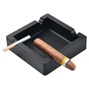 FDA LFGB 15X15 cm Groove Size 2 cm Cigar Ashtray Crystal Color Ashtray Cigar Heat Resistant Glossy Smooth and Easy to Clean