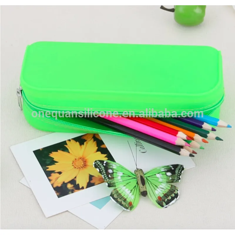 Candy-colored Silicone Pencil Case Zipper Pen Bag Multifunctional Handbag School Supplies Cute Stationery Cosmetic Pouch