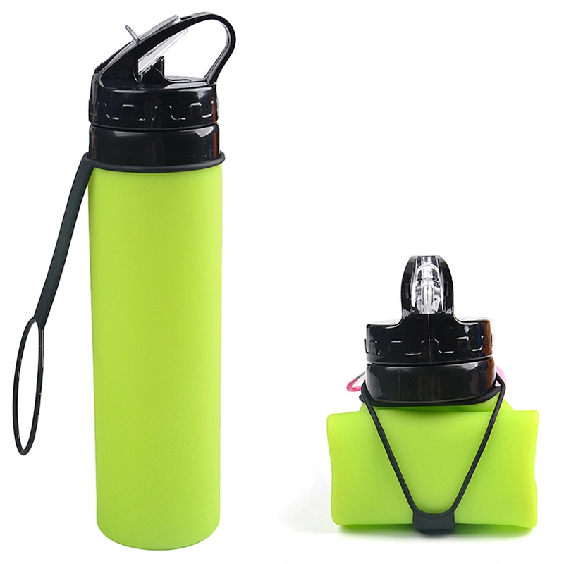 Collapsible Silicone Water bottle Couples Leak-Proof lightweight portable cup roll up for Outdoors Hiking Camping Biking Sports