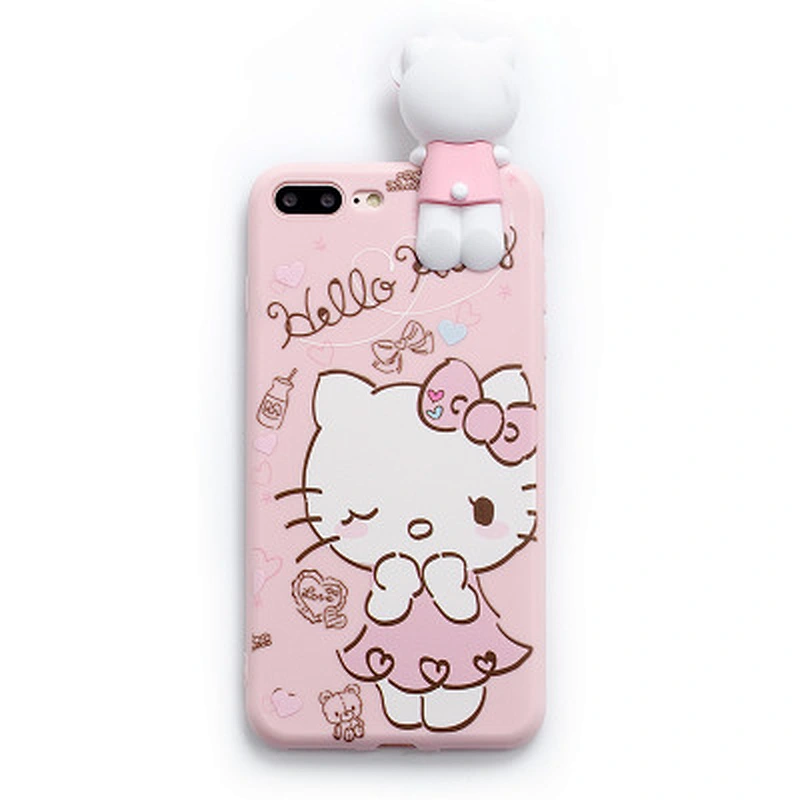 carton silicone phone case cute soft pink hello kitty carton girl mobile phone silicone case for phone 6 7 8