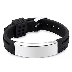 New Trending Young Mens Accessories Adjustable Custom Logo Titanium Steel Silicone Bracelet