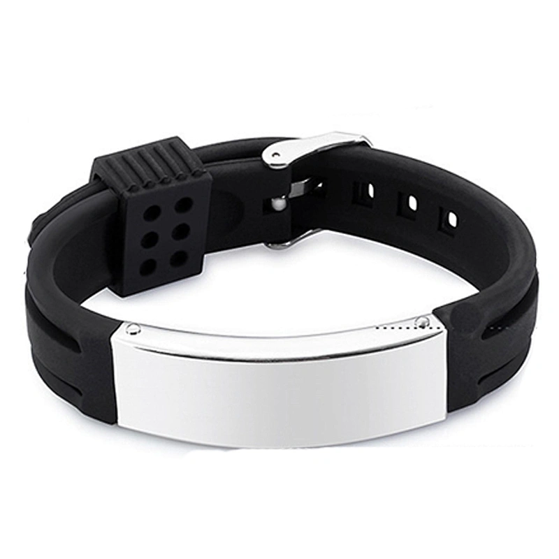 New Trending Young Mens Accessories Adjustable Custom Logo Titanium Steel Silicone Bracelet