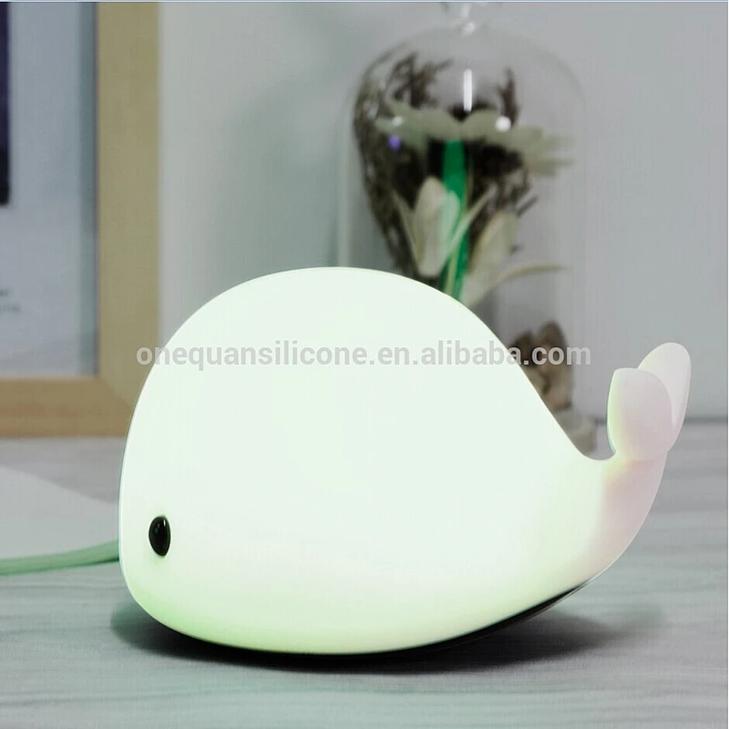 LED Colorful Silicone Little whale Night Light Kids Baby Bedside Lamp Atmosphere Led Gift Lights For Children Frien