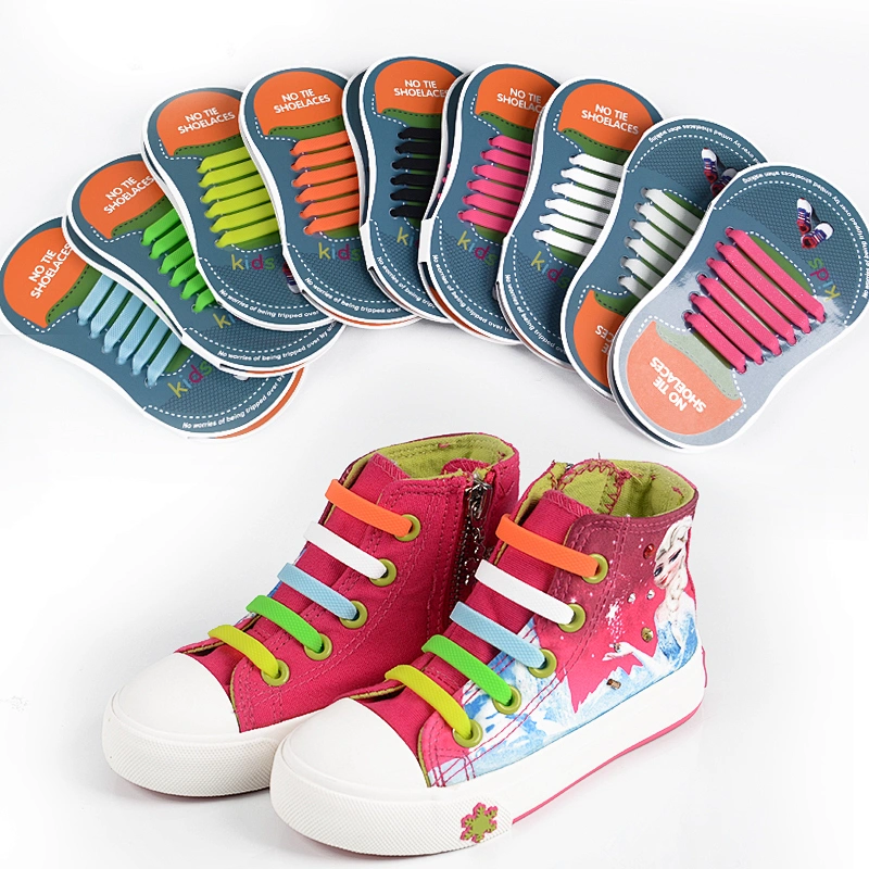 No Tie Food Grade Colorful Silicone Shoe Laces For Children